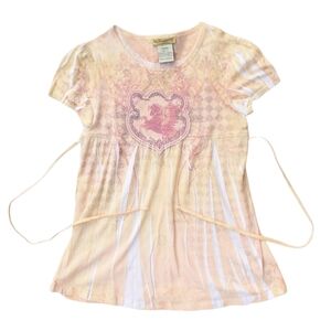 RARE Girls Pegasus Empire Waist Printed Yellow Red Top